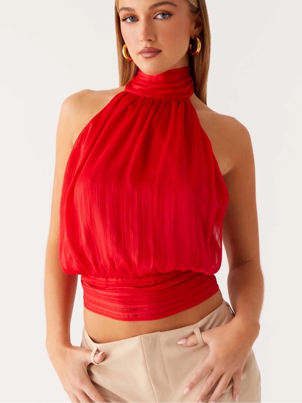 Peppermayo Chiffon Open Back Halter Top